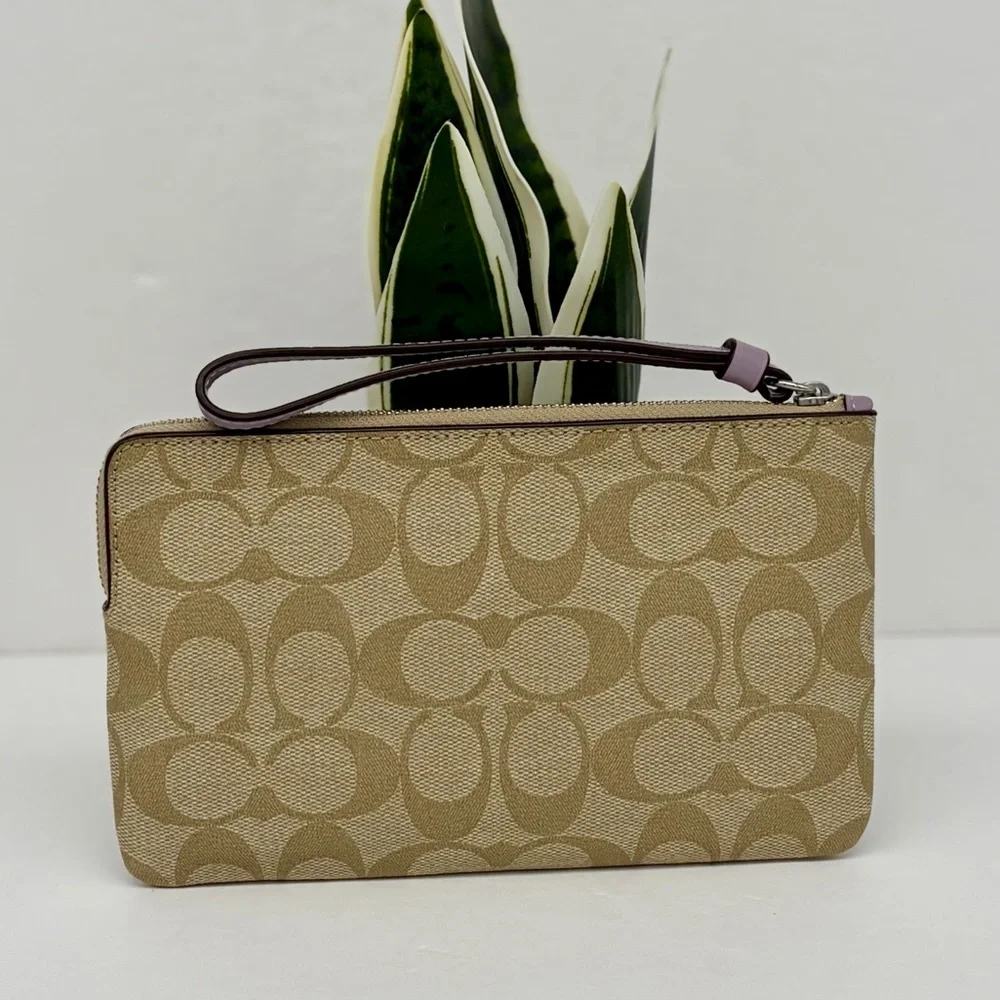 Coach Large Corner Zip Wristlet Wallet In Signature Canvas